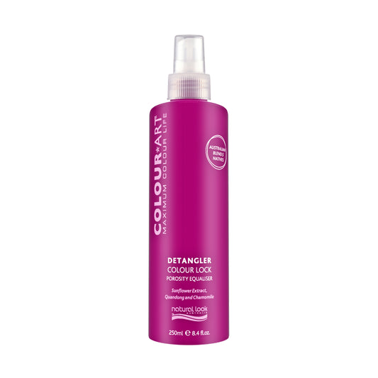 ColourArt Detangler leave-in porosity equaliser spray with Sunflower Extract, Chamomile, and Quandong for colour protection and shine.