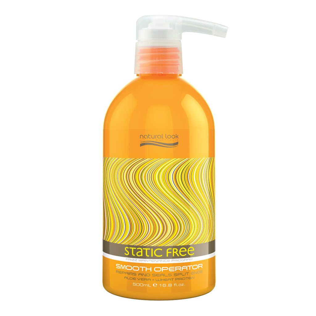 Natural Look Static Free Smooth Operator 500ml, leave-in cream polish to seal cuticles, smooth hair and protect against heat.