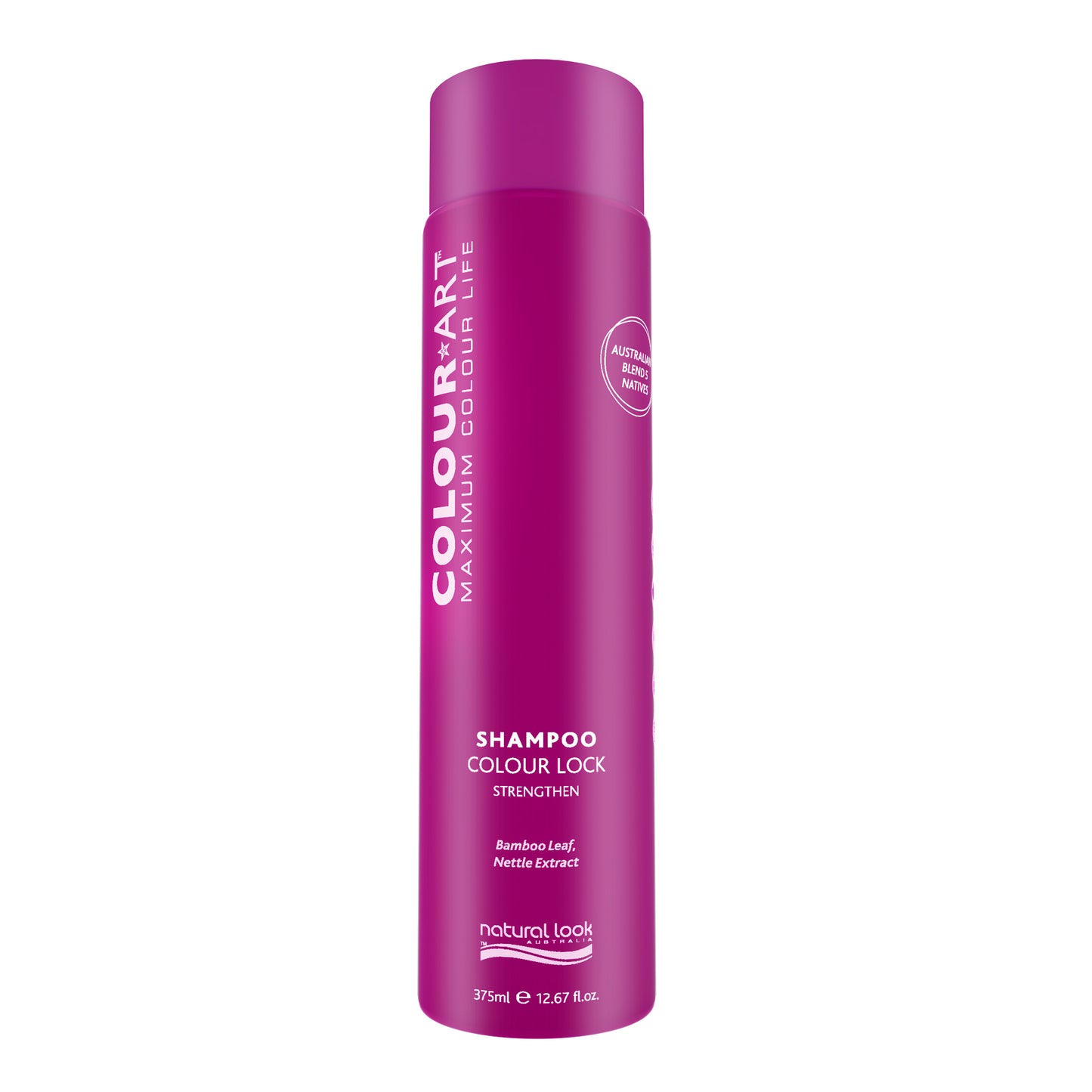 ColourArt Shampoo 375ml with Kakadu Plum, Nettle, and Bamboo Extracts to detoxify, protect colour, and restore shine for colour-treated and damaged hair