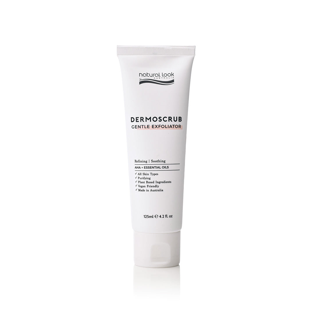 Natural Look Dermoscrub Gentle Exfoliator 125ml— lactic acid exfoliator with lavender & peppermint oils for smoother, refreshed skin
