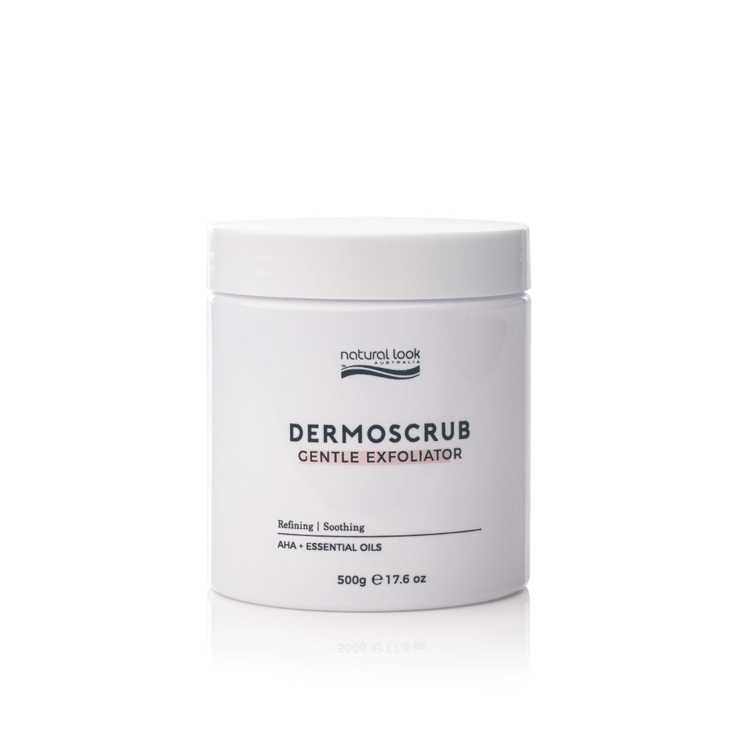 Natural Look Dermoscrub Gentle Exfoliator 500g— lactic acid exfoliator with lavender & peppermint oils for smoother, refreshed skin