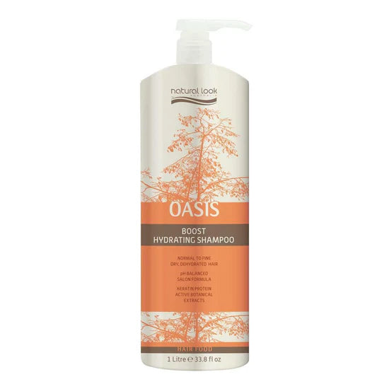Oasis Boost Hydrating Shampoo 1 litre– lightweight cleanser with Peach Nut Oil & Keratin for fine hair.