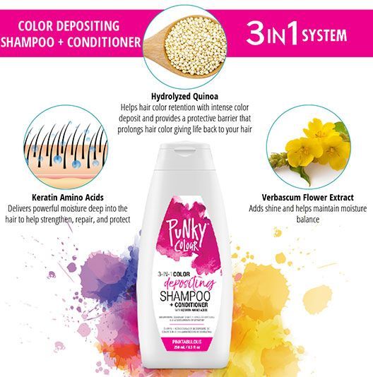 Punky Colour Depositing Shampoo + Conditioner Pinktabulous