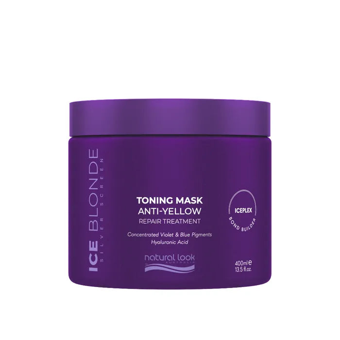 Natural Look Silver Screen Ice Blonde Toning Mask 400g, anti-yellow repair treatment for blonde, lightened and grey hair - Available in NZ at Everyday Hair