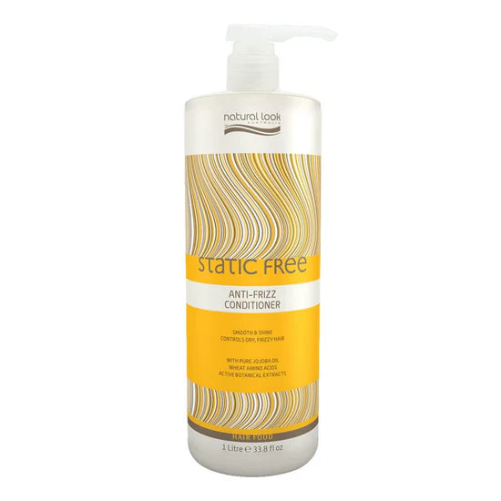 Natural Look Static Free Anti-Frizz Conditioner 1 Litre, smoothing conditioner to control frizz and add shine.
