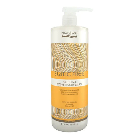 Natural Look Static Free Anti-Frizz Reconstructive Mask 1 Litre, deep treatment to restore dry, coloured and chemically treated hair.