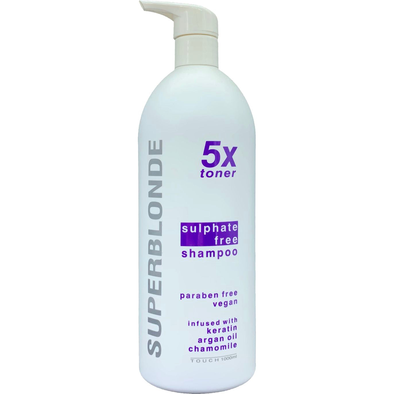 SuperBlonde by Touch Toning Shampoo 1 litre— extra-strong purple toner for blonde hair, SLS-free and cruelty-free