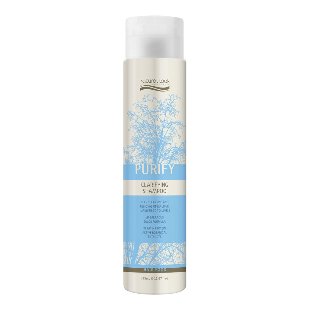 Purify Clarifying Shampoo bottle 375ml – deep cleansing shampoo removes buildup, oil & pollution, freshens hair, NZ.