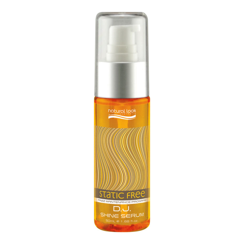 Natural Look Static Free DJ Shine Serum 50ml, concentrated serum to smooth hair, add shine and protect against split ends.