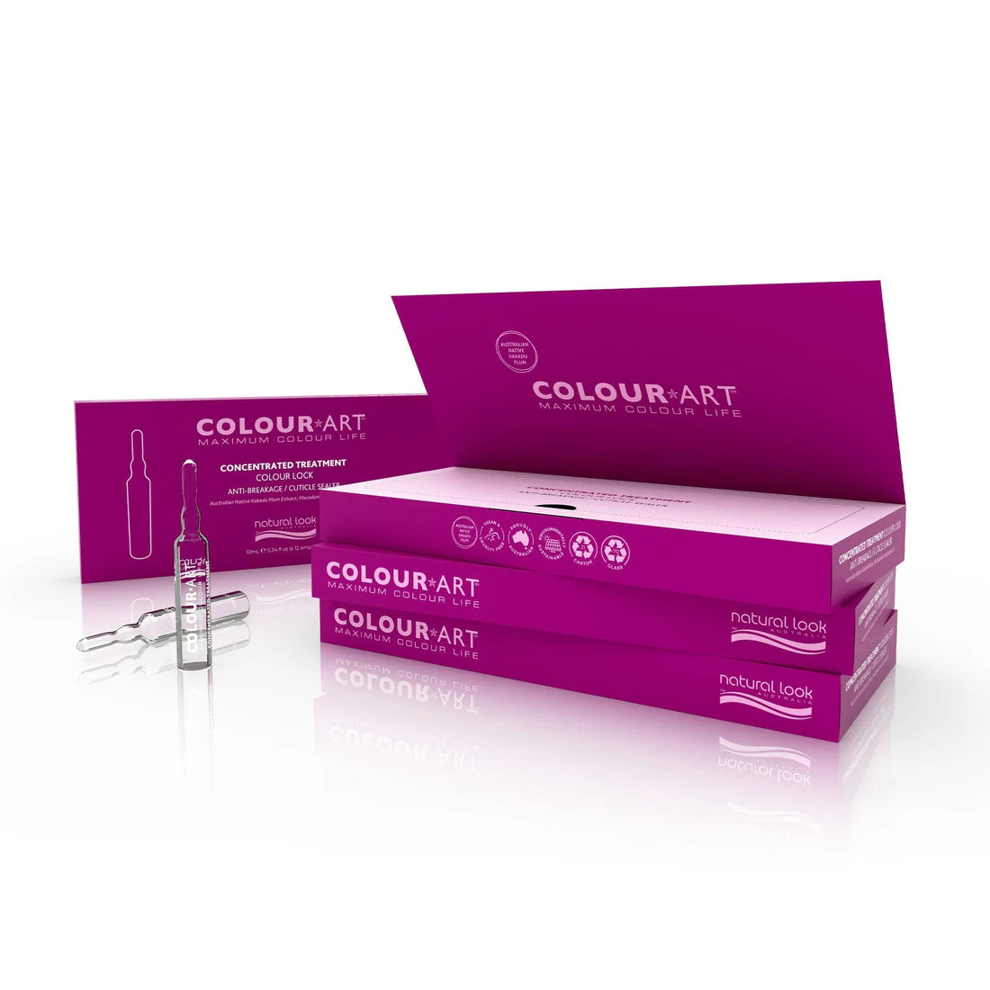 ColourArt Colour Lock Concentrated Treatment ampoules for damaged, colour-treated hair, infused with Kakadu Plum, Macadamia & Linseed Oils