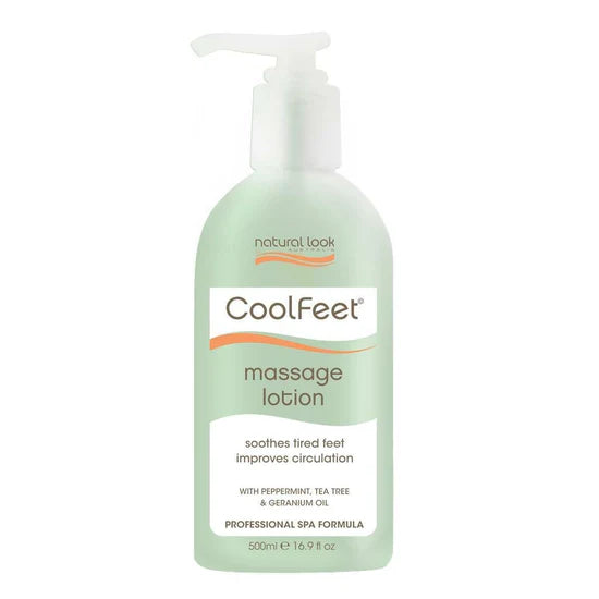 Cool Feet Massage Lotion 500ml— moisturising, refreshing foot and leg lotion with peppermint, tea tree, chamomile, lanolin & aloe vera