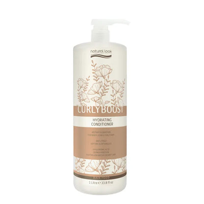 Natural Look Curly Boost Hydrating Conditioner 1 litre detangles & hydrates curls with Hyaluronic Acid, Quinoa Protein & Desert Lime for soft, frizz-free shine.
