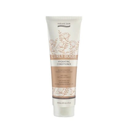 Natural Look Curly Boost Hydrating Conditioner 300ml detangles & hydrates curls with Hyaluronic Acid, Quinoa Protein & Desert Lime for soft, frizz-free shine.