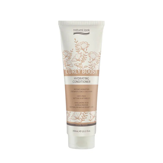 Natural Look Curly Boost Hydrating Conditioner 300ml detangles & hydrates curls with Hyaluronic Acid, Quinoa Protein & Desert Lime for soft, frizz-free shine.