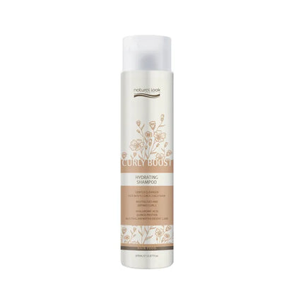 Natural Look Curly Boost Hydrating Shampoo 375ml gently cleanses curls, hydrating with Hyaluronic Acid, Quinoa Protein & Desert Lime for bounce & shine.