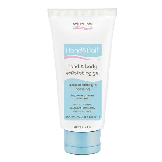 Natural Look Hand & Nail Exfoliating Gel, deep cleansing gel with lavender, rosemary, geranium and tea tree oils 250ml.