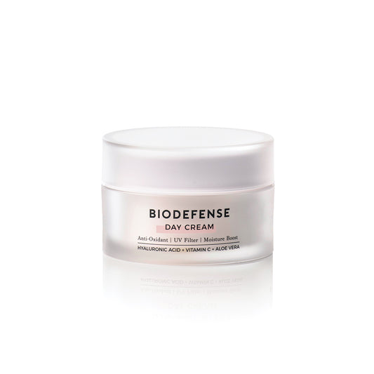 Natural Look Biodefence Day Cream 60g with Zinc Oxide, Vitamin C, Hyaluronic Acid and Aloe Vera – protects, brightens and hydrates skin.