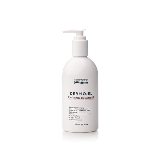 Natural Look Dermojel Foaming Cleanser 300ml— oil-free foaming gel with citric acid, green tea & vitamins A & E for fresh, refined skin