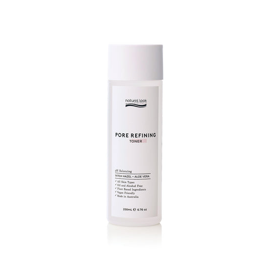 Natural Look Pore Refining Toner 200ml – brightening, soothing and pore-minimising toner with Witch Hazel and Aloe Vera.