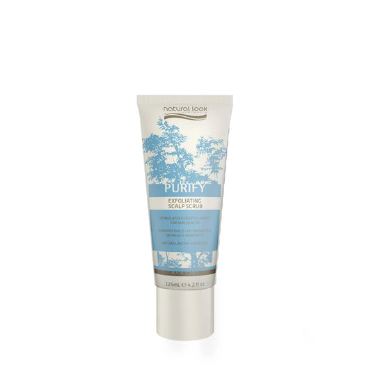Purify Exfoliating Scalp Scrub 125ml with walnut shell, peppermint & jojoba oil for scalp detox – available in NZ at Everyday Hair.