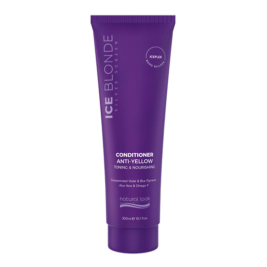 Natural Look Silver Screen Ice Blonde Conditioner 300ml, violet toning conditioner to neutralise yellow and brassy tones in blonde and grey hair - Available in NZ at Everyday Hair