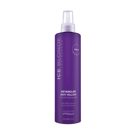 Natural Look Silver Screen Ice Blonde Detangler 250ml, anti-yellow leave-in spray with violet and blue pigments for blonde and grey hair - Available in NZ at Everyday Hair