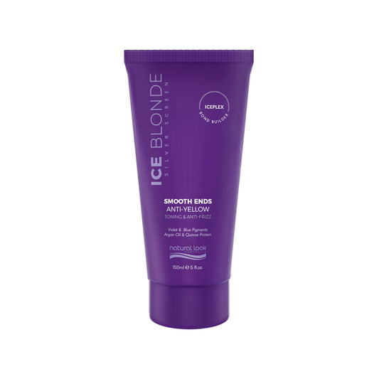 Natural Look Silver Screen Ice Blonde Smooth Ends 150ml, anti-yellow leave-in cream to neutralise brassy tones and repair split ends  - Available in NZ at Everyday Hair
