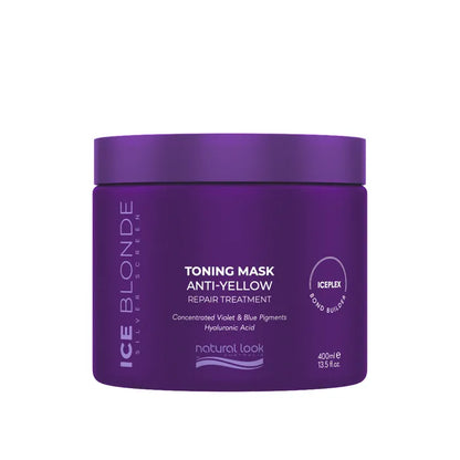Natural Look Silver Screen Ice Blonde Toning Mask 400g, anti-yellow repair treatment for blonde, lightened and grey hair - Available in NZ at Everyday Hair