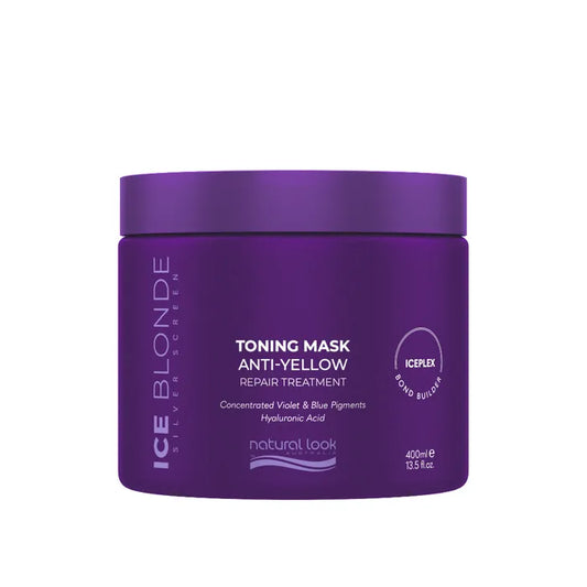 Natural Look Silver Screen Ice Blonde Toning Mask 400g, anti-yellow repair treatment for blonde, lightened and grey hair - Available in NZ at Everyday Hair