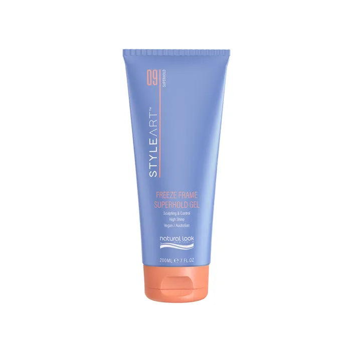 Natural Look StyleArt Freeze Frame Superhold Gel 200g, strong hold styling gel for sculpted styles with definition and shine