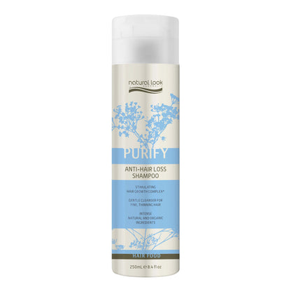 Purify Anti‑Hair Loss Shampoo bottle 250ml – hair‑loss support shampoo with Biotin, Wheat Amino Acids and botanical extracts.