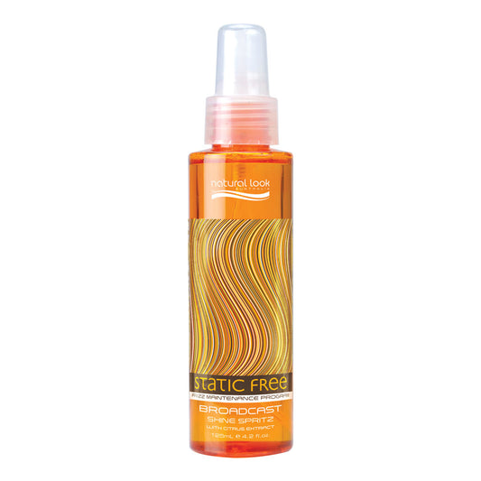 Natural Look Static Free Broadcast Shine Spritz 125ml, lightweight spray to detangle and add instant shine with UV protection.