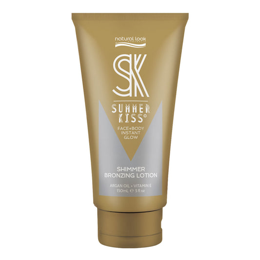 Natural Look Summer Kiss Bronzing Lotion  150ml gives an instant sun-kissed shimmer glow, enriched with Argan Oil, Olive Extract & Vitamin E.